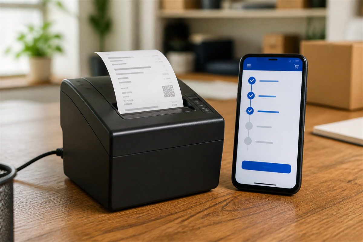 Receipt printer connected to a simple mobile workflow
